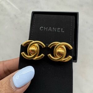 Chanel Gold Lock Earrings